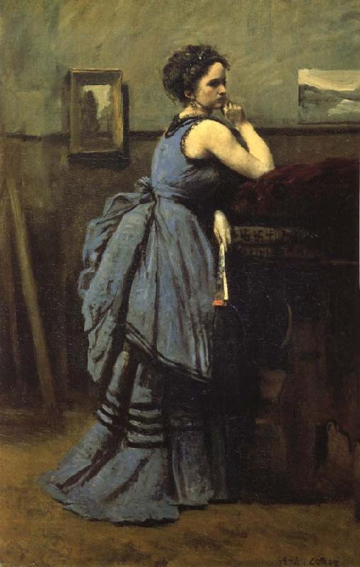 Corot Camille The lady of blue China oil painting art